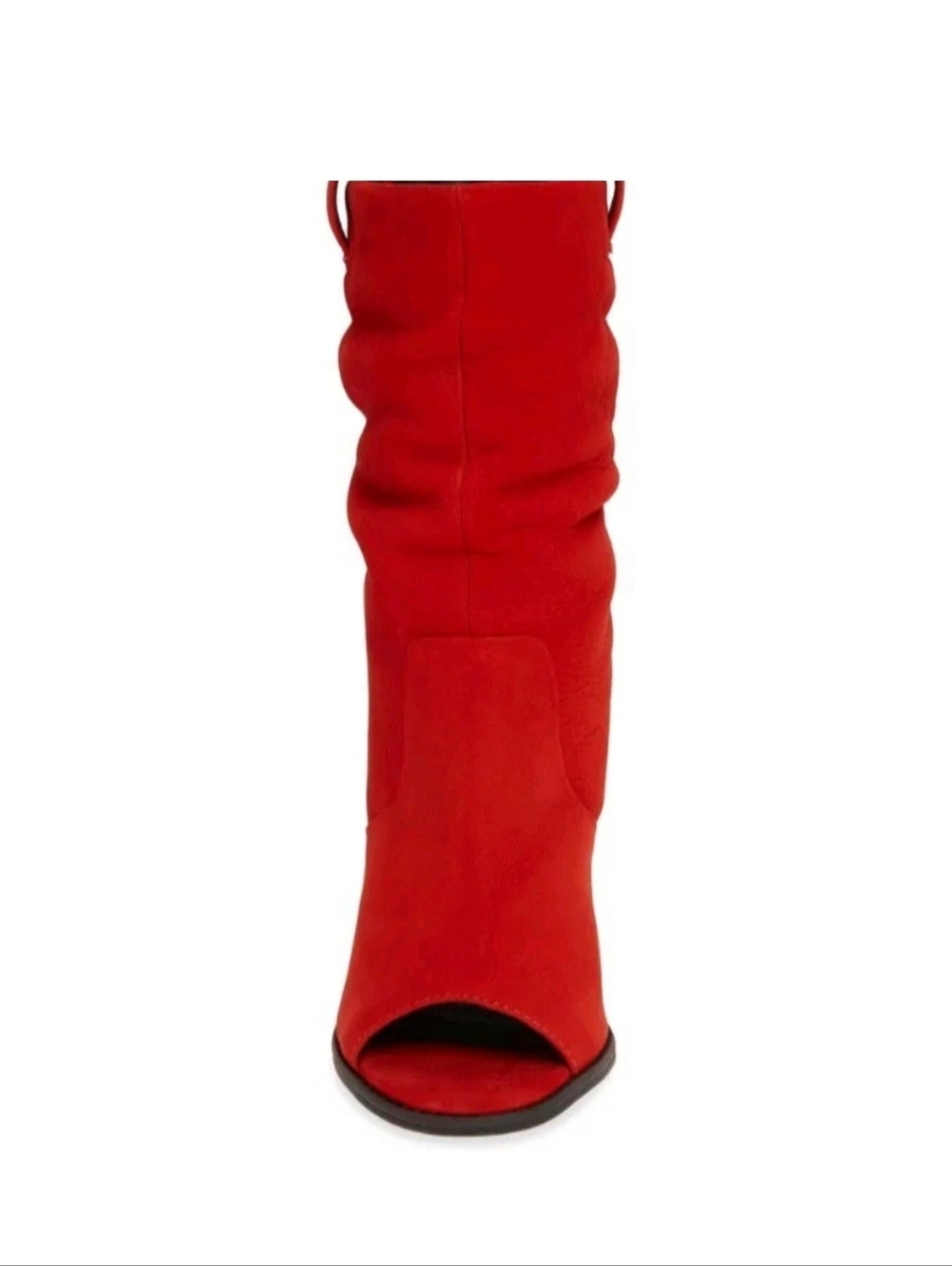 Red Peep-Toe Slouch Bootie - Women Shoes